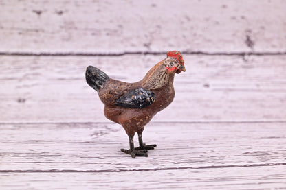 Wonderful Antique Austrian Vienna Cold Painted Bronze Figure of Brown Hen3