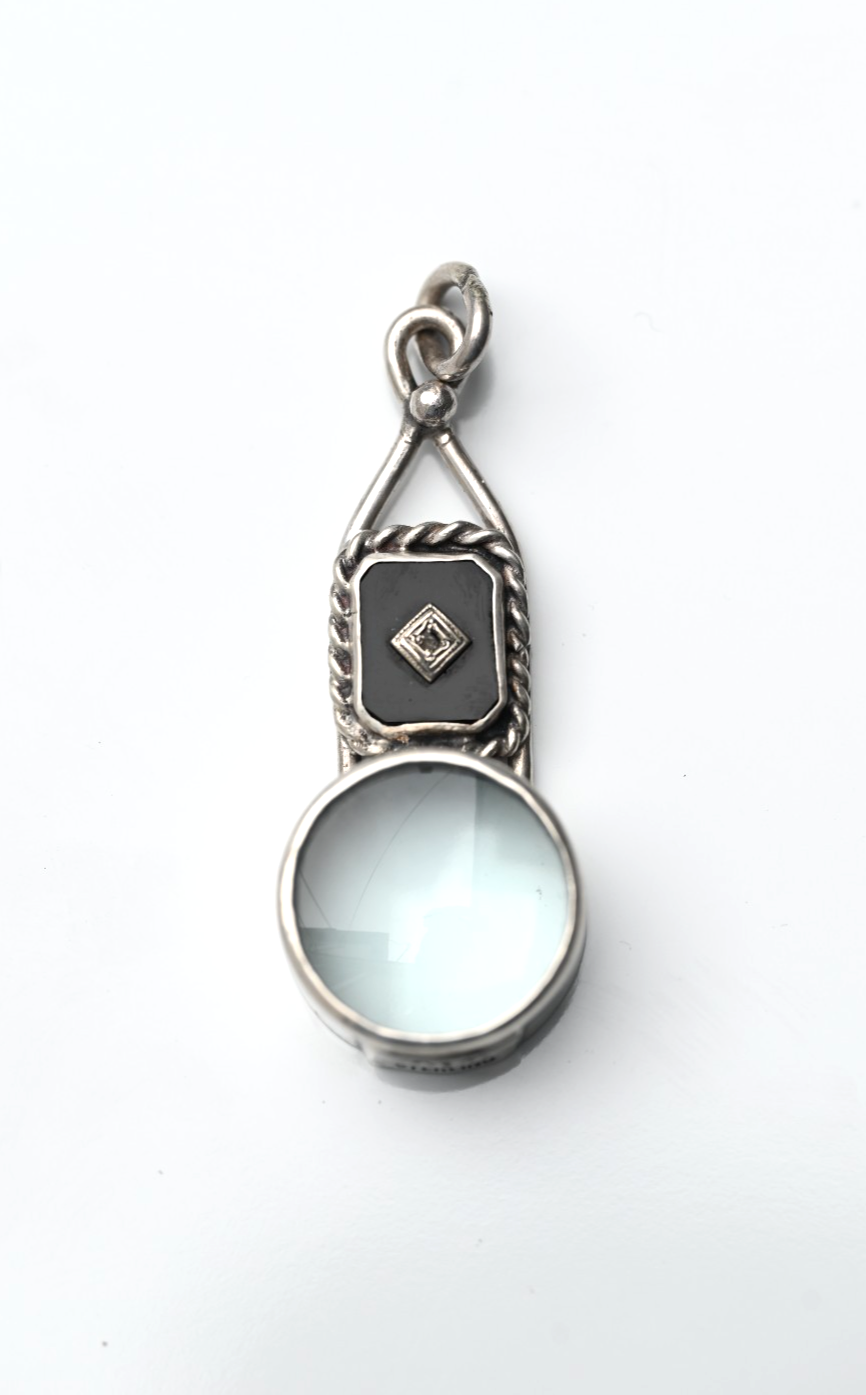 Sterling Silver & Southwest Jewelers Loupe with Antique Black Onyx & Diamond0