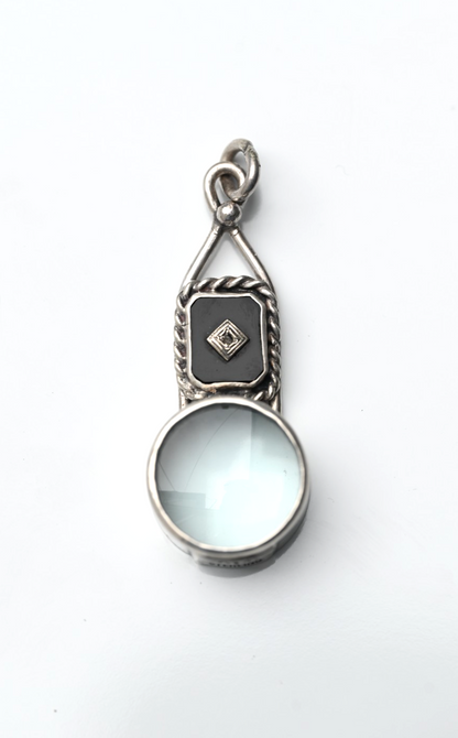 Sterling Silver & Southwest Jewelers Loupe with Antique Black Onyx & Diamond0