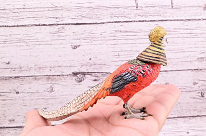 Attractive Antique Austrian Vienna Cold Painted Bronze Figure of Golden Pheasant11