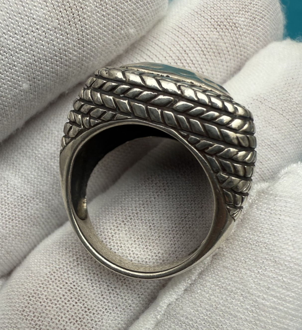 Retired Silpada Sterling Silver Hammered Braided Square Dome Ring2