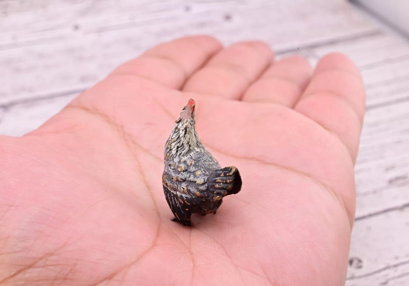Awesome Antique Austrian Vienna Cold Painted Bronze Figure of Cute Small Chicken10
