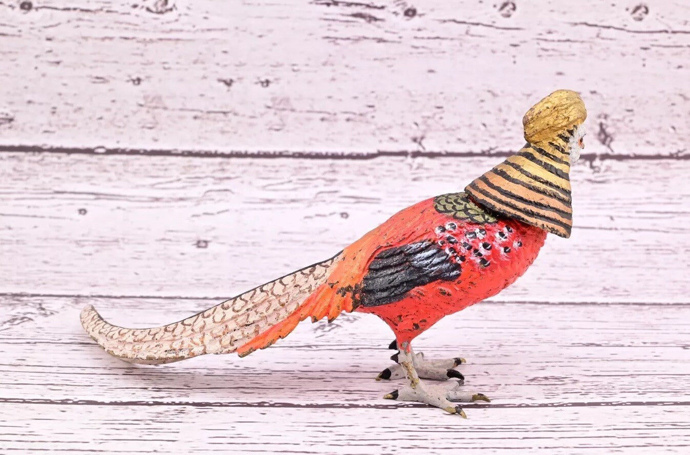 Attractive Antique Austrian Vienna Cold Painted Bronze Figure of Golden Pheasant4