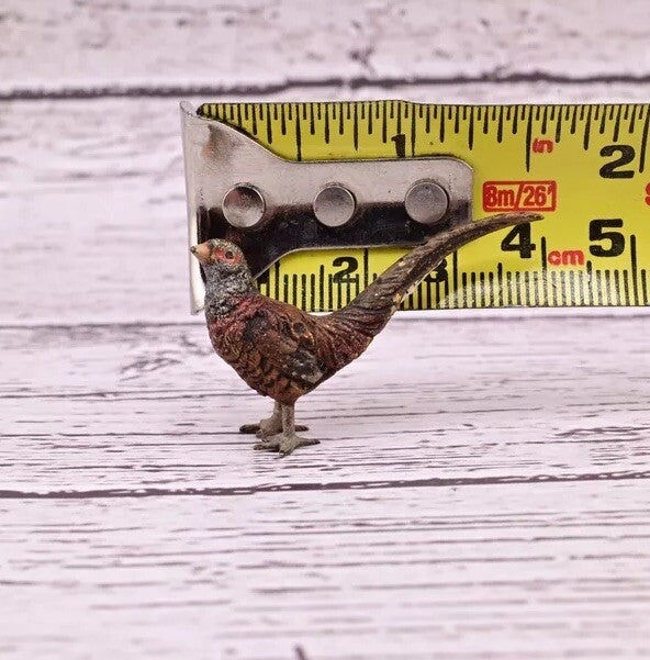 Old Antique Austrian Vienna Cold Painted Bronze Figure of Miniature Pheasant7