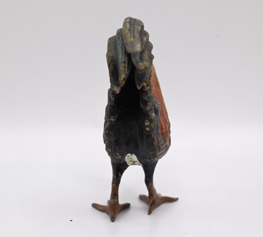 Lovely Antique Austrian Vienna Cold Painted Bronze Figure of Rooster1