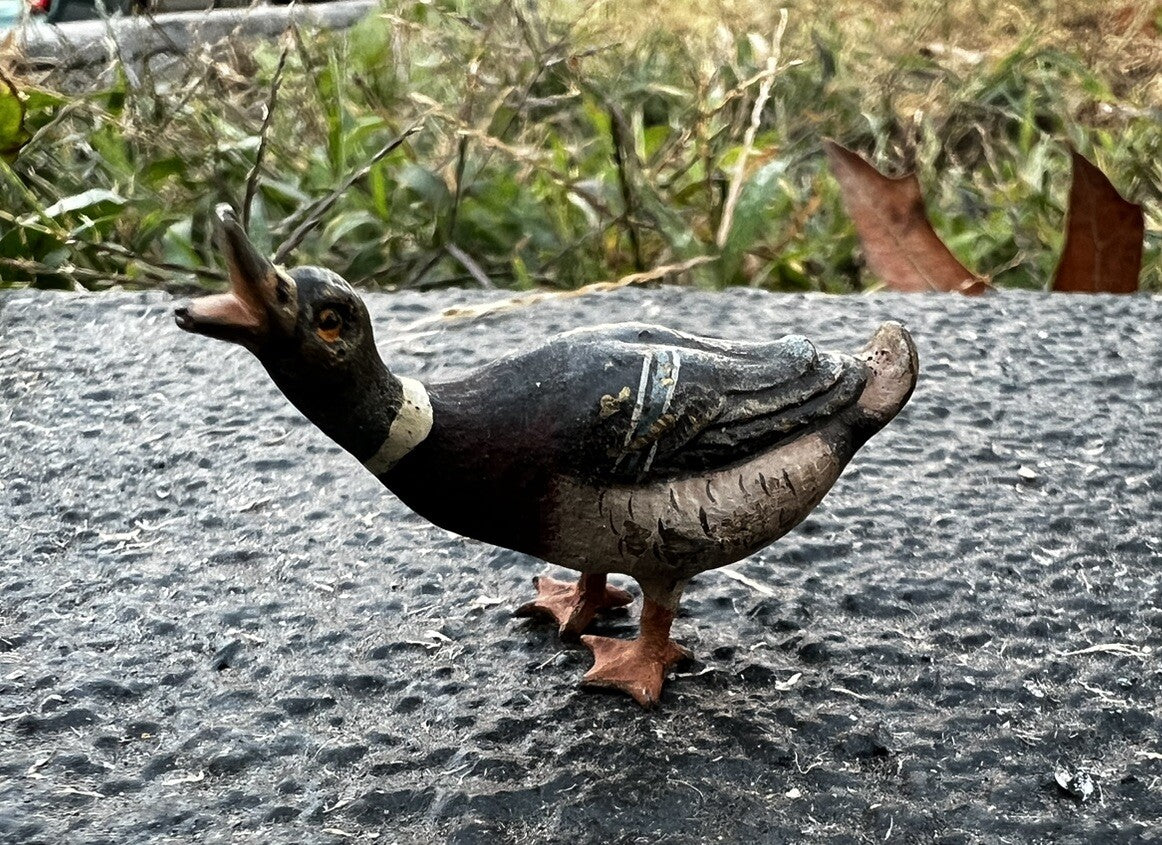Cute Antique Austrian Vienna Cold Painted Bronze Figure of Small Mallard Duck0