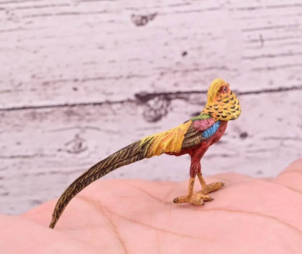 Attractive Antique Austrian Vienna Cold Painted Bronze Figure Golden Pheasant2