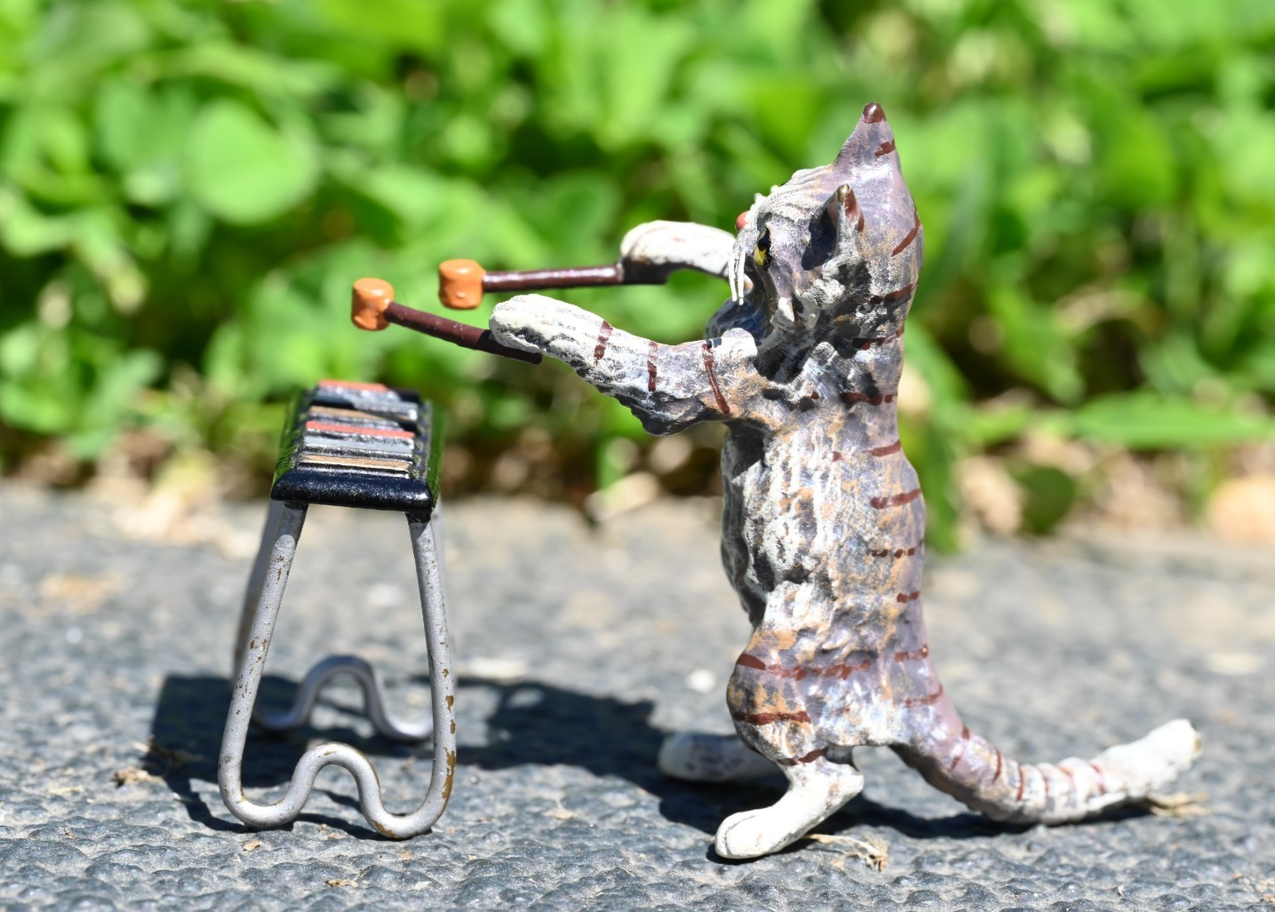 Fritz Bergmann  Austrian Vienna Cold  Painted Bronze Musical Cat with Xylophone6