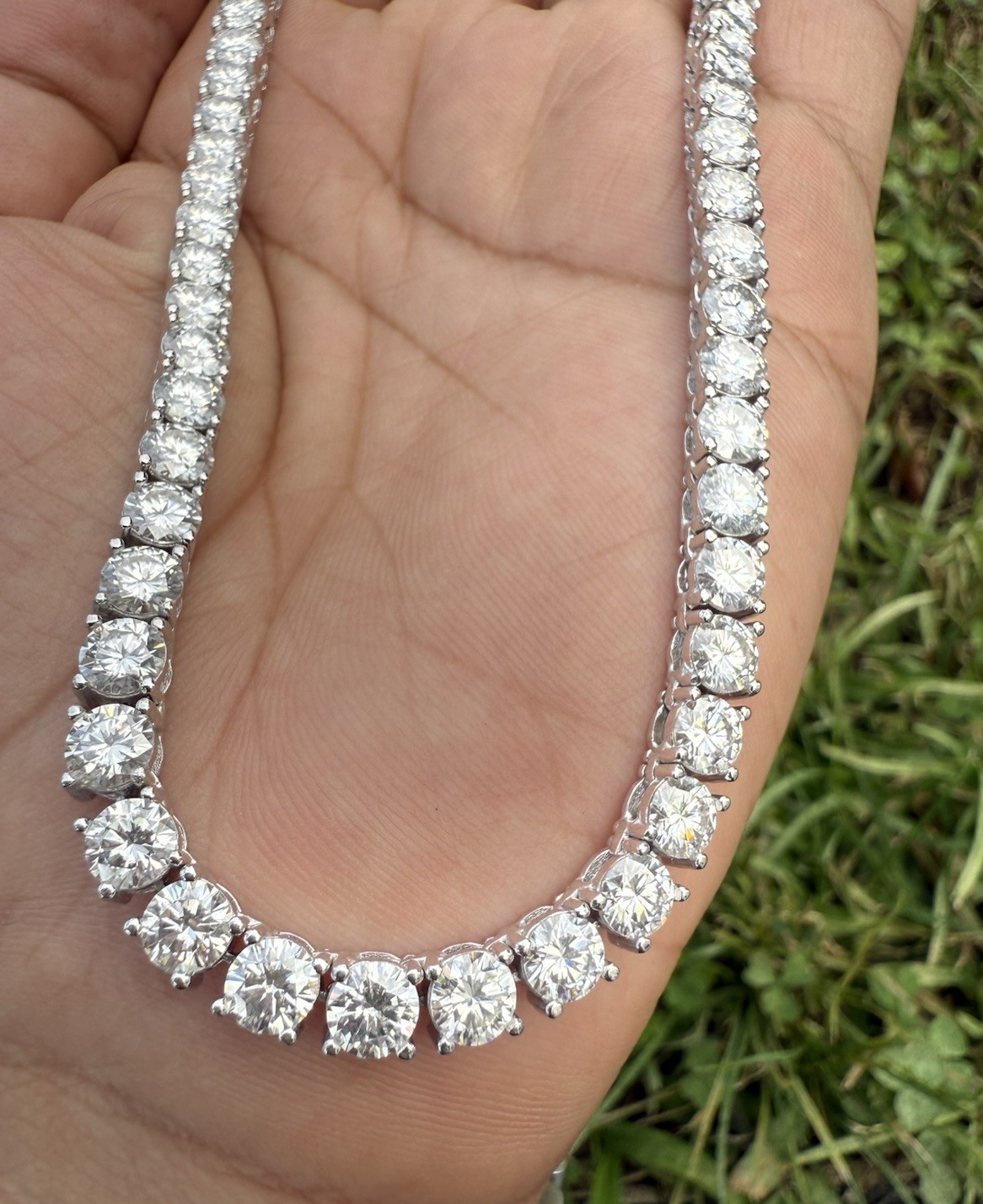 Gorgeous Round Cut Moissanite Tennis Necklace in 925 Sterling Silver 15" Length2