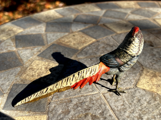 Antique Austrian Vienna Cold Painted Bronze Figure of Amherst Pheasant1