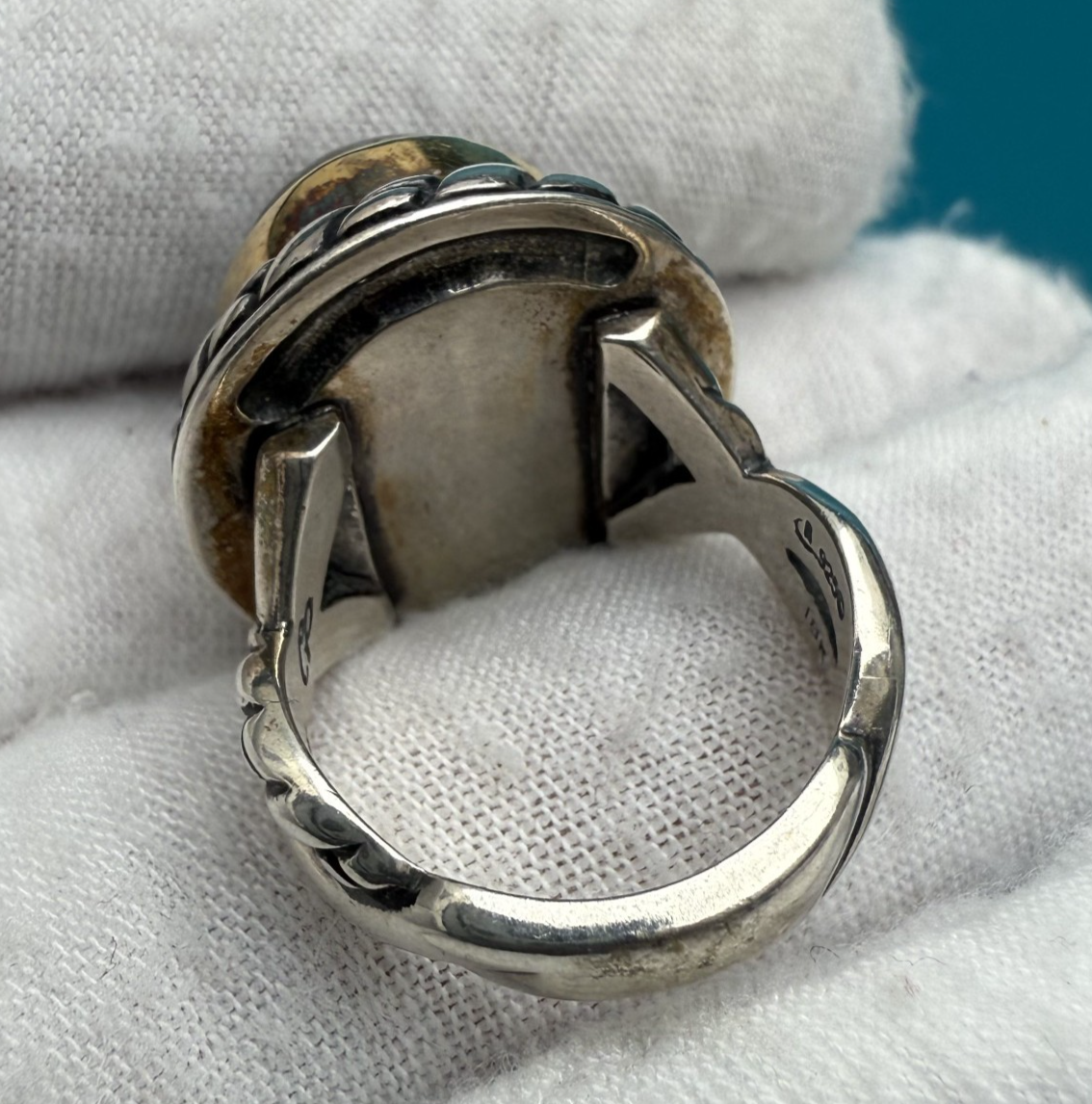 Carolyn Pollack/Relios Sterling Silver & 18k Gold Bezel Set Ring w/ Labradorite6