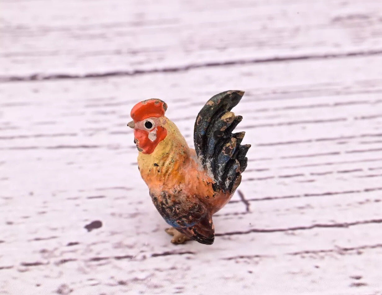 Original Miniature Antique Austrian Vienna Cold Painted Bronze Cute Rooster9