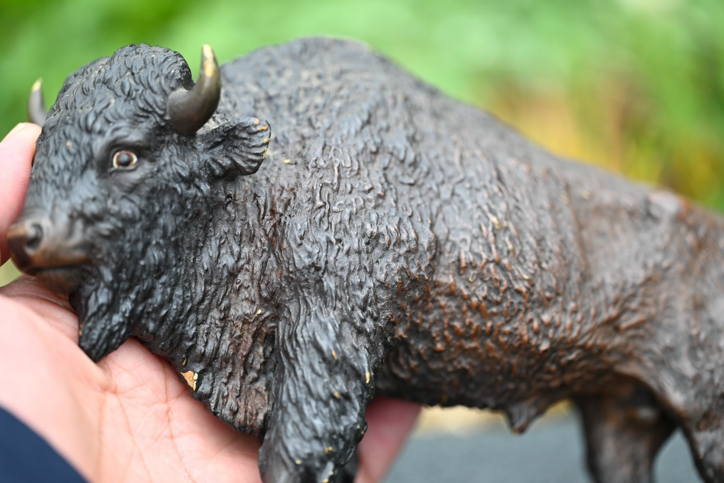 Large Antique Austrian Vienna Cold Painted Bronze Figure American Buffalo Bison7