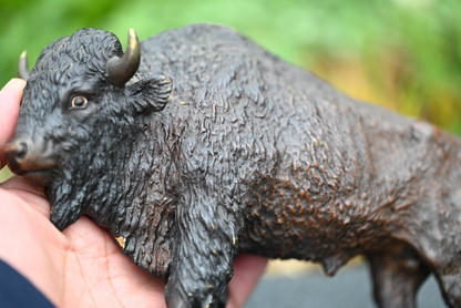 Large Antique Austrian Vienna Cold Painted Bronze Figure American Buffalo Bison7