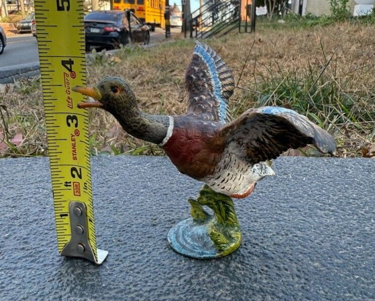 Antique Austrian Vienna Cold Painted Bronze Figure of Flying Mallard Duck8