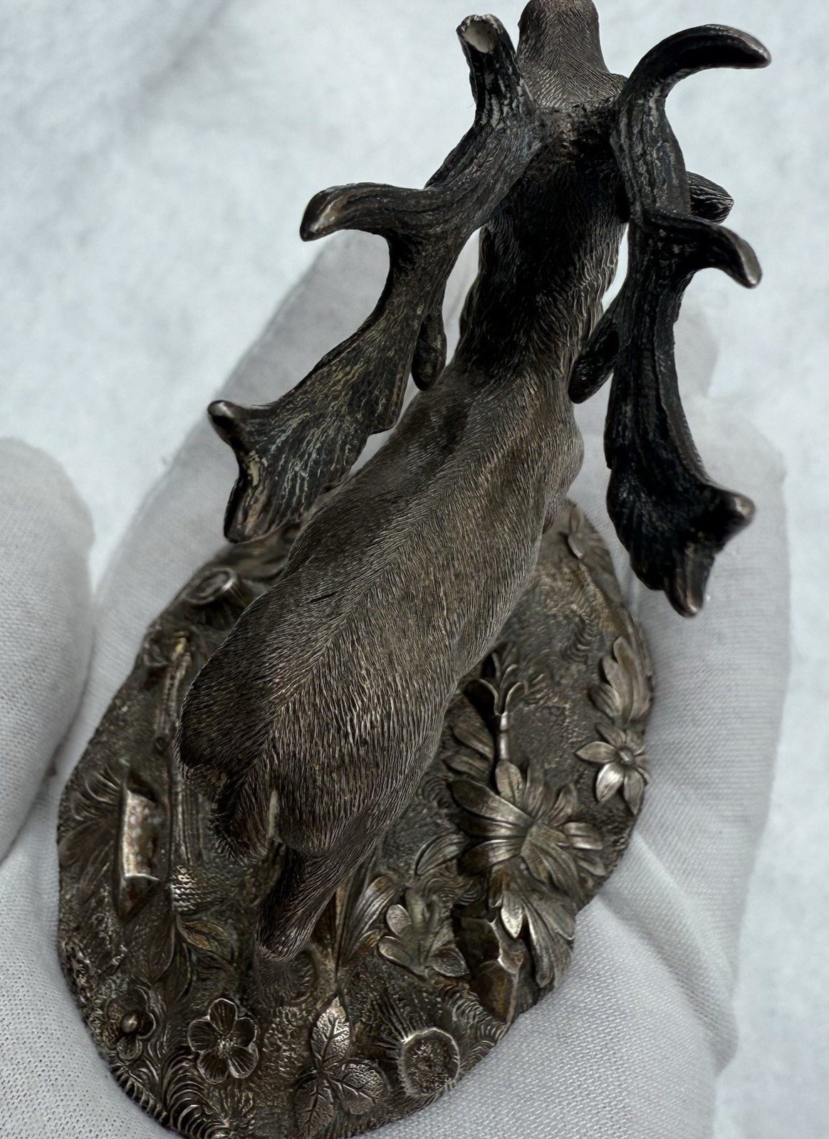 Fantastic Antique Life-Like Solid Sterling Silver Figure of Buck / Male Deer8