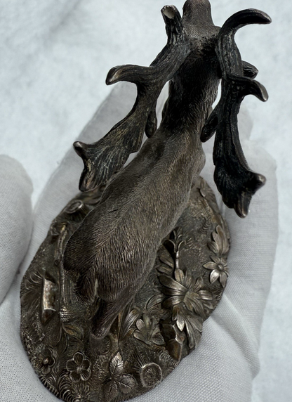 Fantastic Antique Life-Like Solid Sterling Silver Figure of Buck / Male Deer8