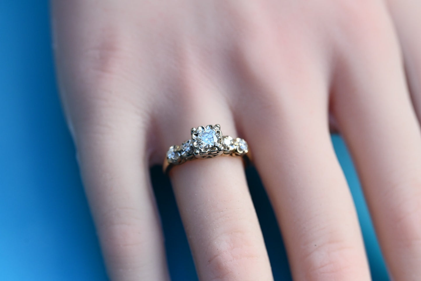 Superb Antique Early 1900s Natural Diamond & 14k Yellow Gold Ring7