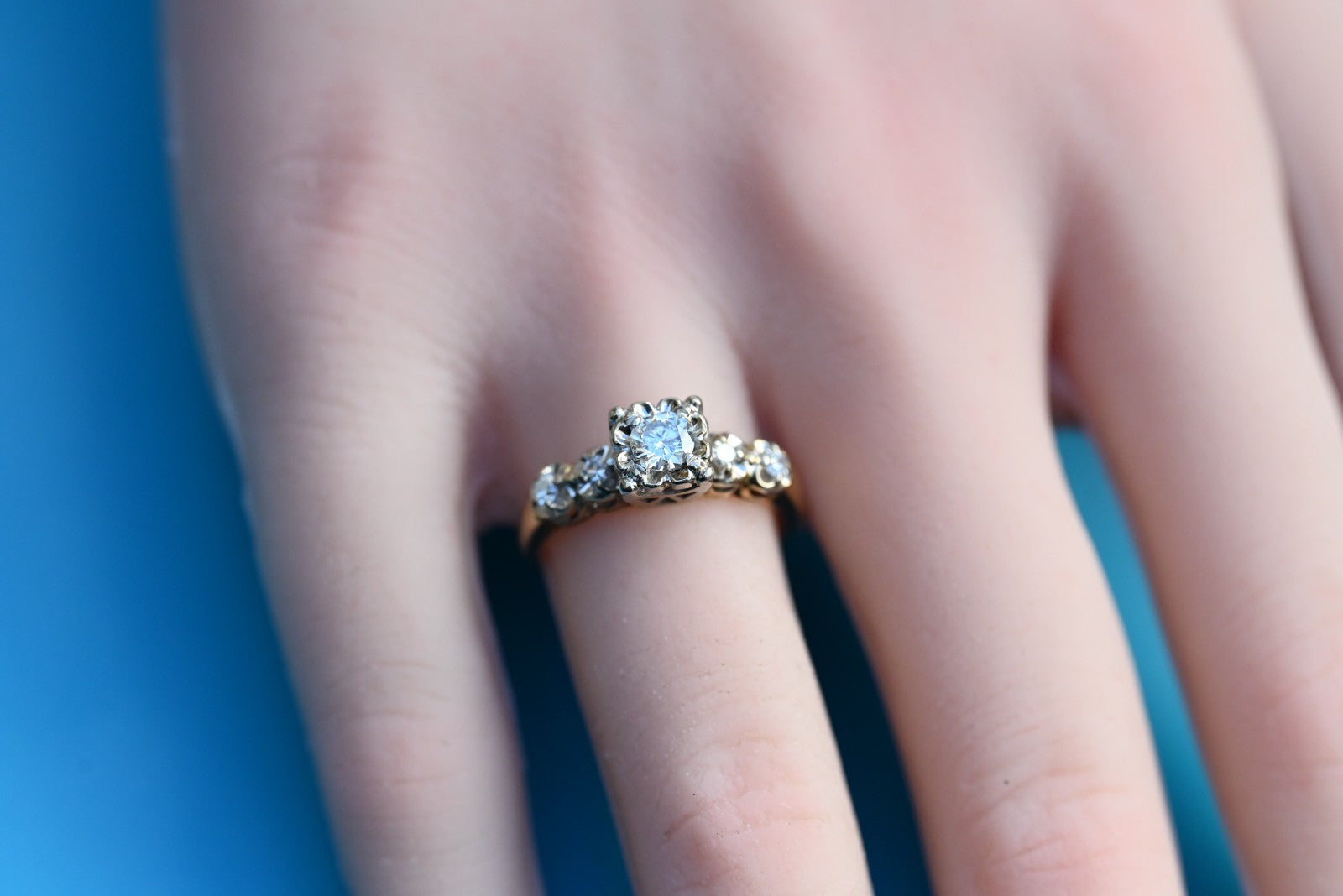 Superb Antique Early 1900s Natural Diamond & 14k Yellow Gold Ring7