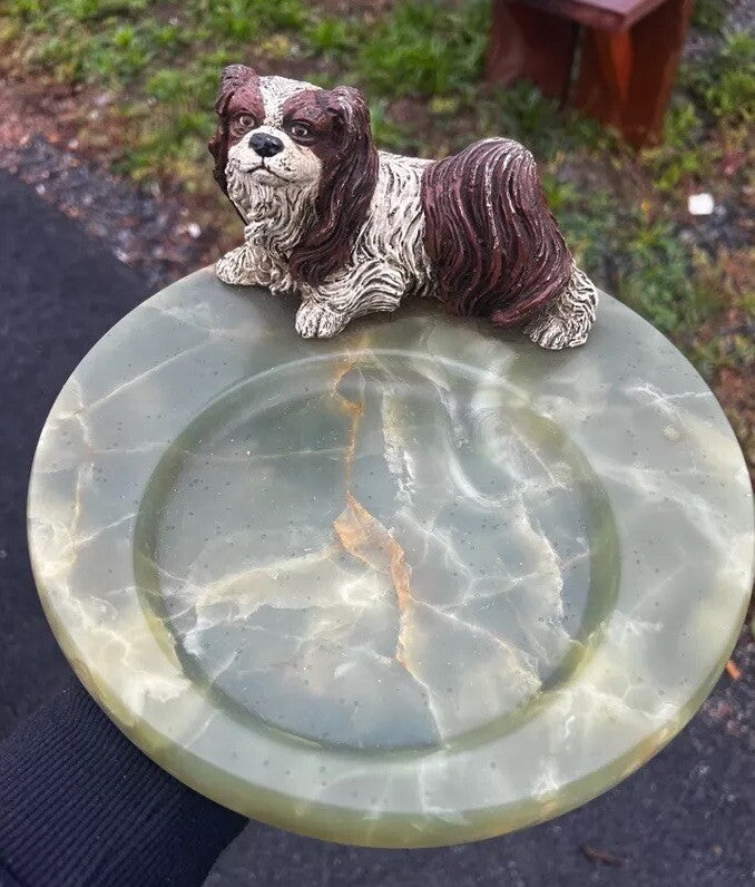 Wonderful Antique Cold Painted Austrian Vienna Bronze Ashtray With Pekingese Dog0