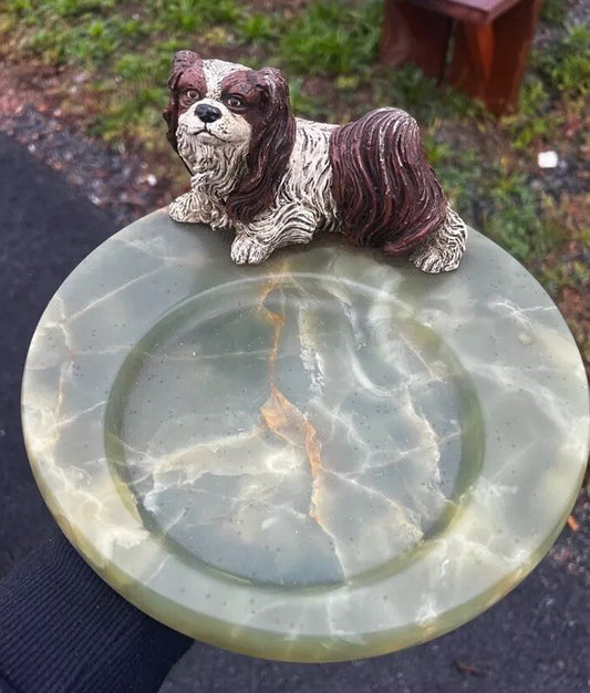 Wonderful Antique Cold Painted Austrian Vienna Bronze Ashtray With Pekingese Dog0