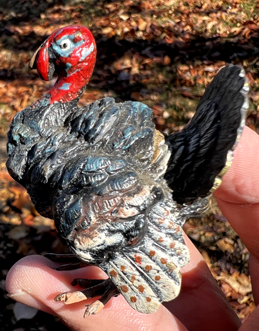Antique Austrian Vienna Cold Painted Bronze Figure of Turkey6