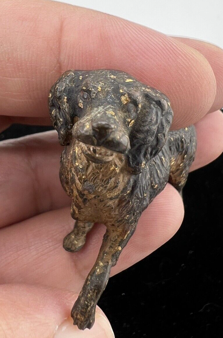 Antique Early 1900s Austrian Vienna Cold Painted Solid Bronze Black Labrador Dog10