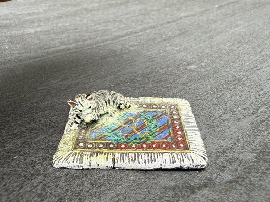 Colorful Austrian Vienna Cold Painted Bronze Figure of Cat on Persian Carpet0