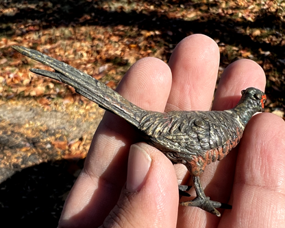 Small Antique Austrian Vienna Cold Painted Bronze Figure of Ring Neck Pheasant4