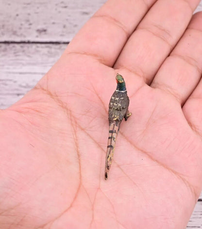 1900s Antique Austrian Vienna Cold Painted Bronze Figure of Tiny Pheasant6