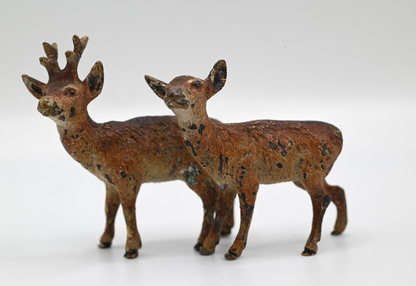 Lovely Antique Austrian Vienna Cold Painted Bronze Figure of Male / Female Deer0