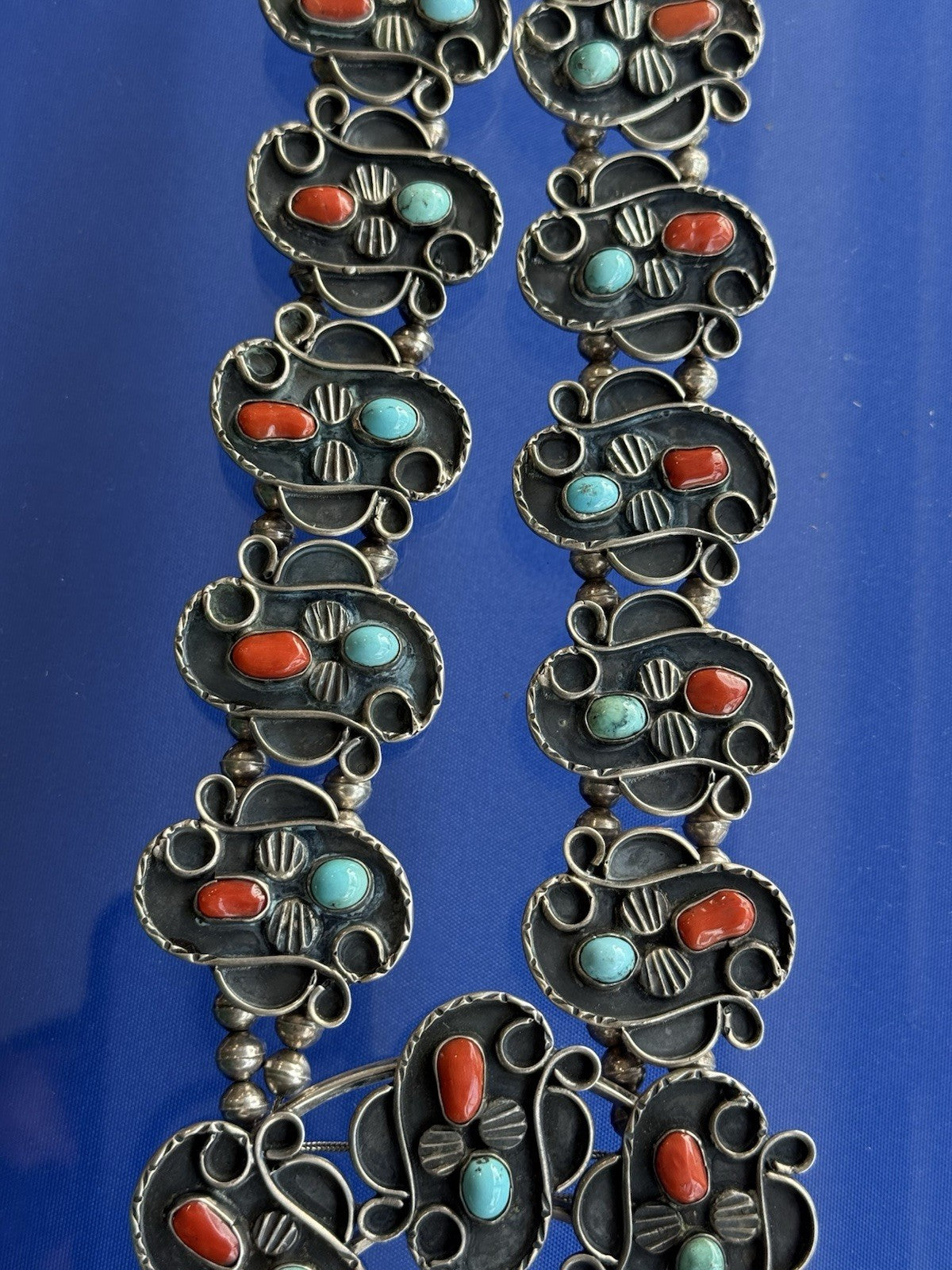 Huge Native American / Southwestern Sterling Silver Squash Blossom Necklace 304g2