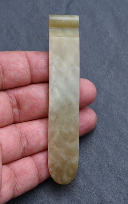 Antique Early 20th Century Chinese Hand Carved Jade Hairpin or Brushrest0