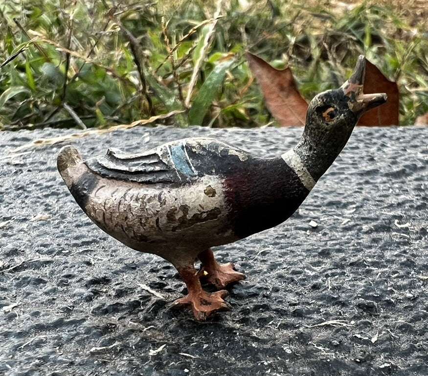 Cute Antique Austrian Vienna Cold Painted Bronze Figure of Small Mallard Duck6