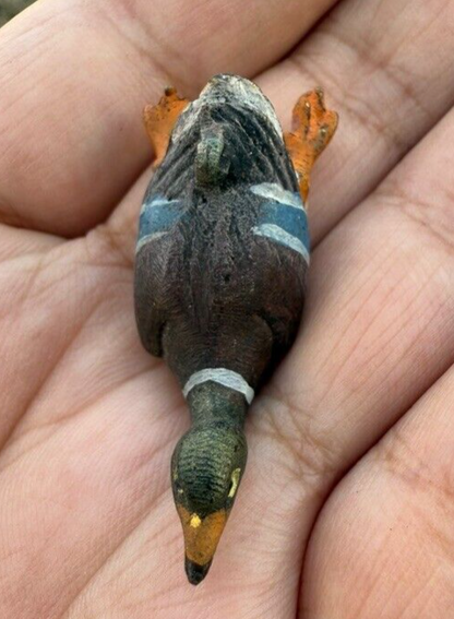 Antique Austrian Vienna Cold Painted Bronze Figure of Cute Mallard Duck Swimming5