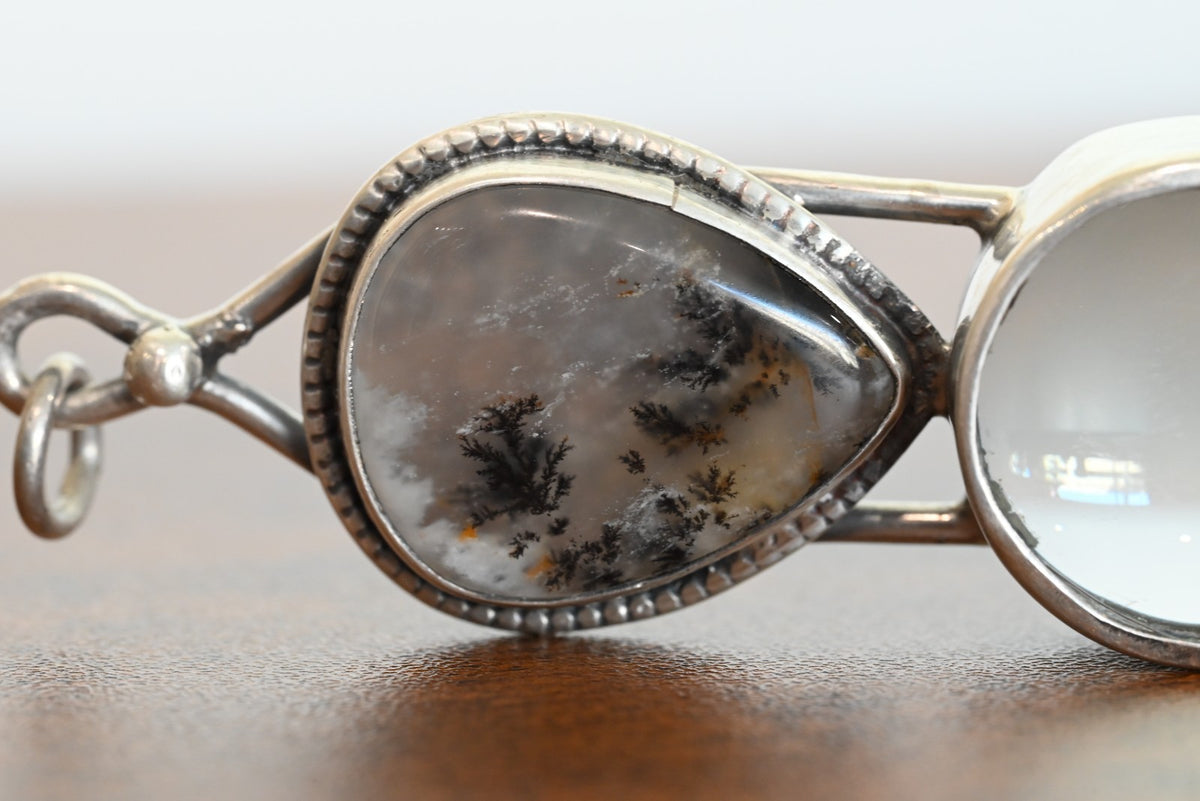 Sterling Silver Southwest Jewelers Loupe W/ Agate Cabochon Gem4