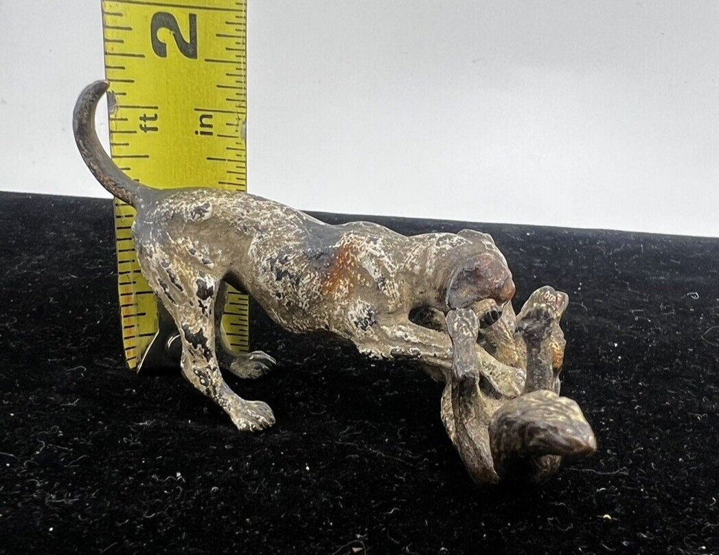 Original Franz Bergman Austrian Bronze Figure of Hunting Dog & Wild Fox Fighting11