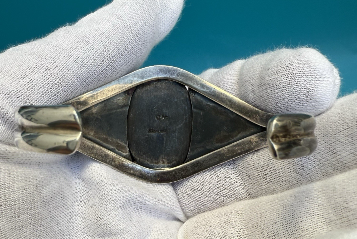 Attractive Sterling Silver Floral Abalone Shell Mother Of Pearl Cuff Bracelet 8