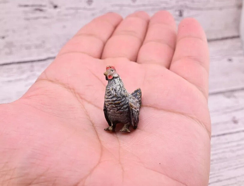 Awesome Antique Austrian Vienna Cold Painted Bronze Figure of Cute Small Chicken7