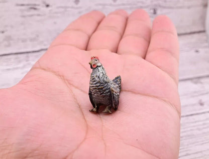 Awesome Antique Austrian Vienna Cold Painted Bronze Figure of Cute Small Chicken7