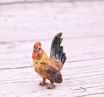 Original & Beautiful Antique Austrian Vienna Cold Painted Bronze of Tiny Rooster13