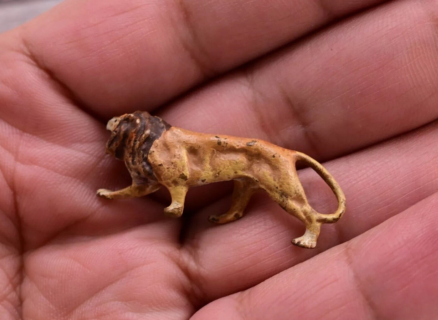 Gorgeous Antique Austrian Vienna Cold Painted Bronze Figure of Male Lion10