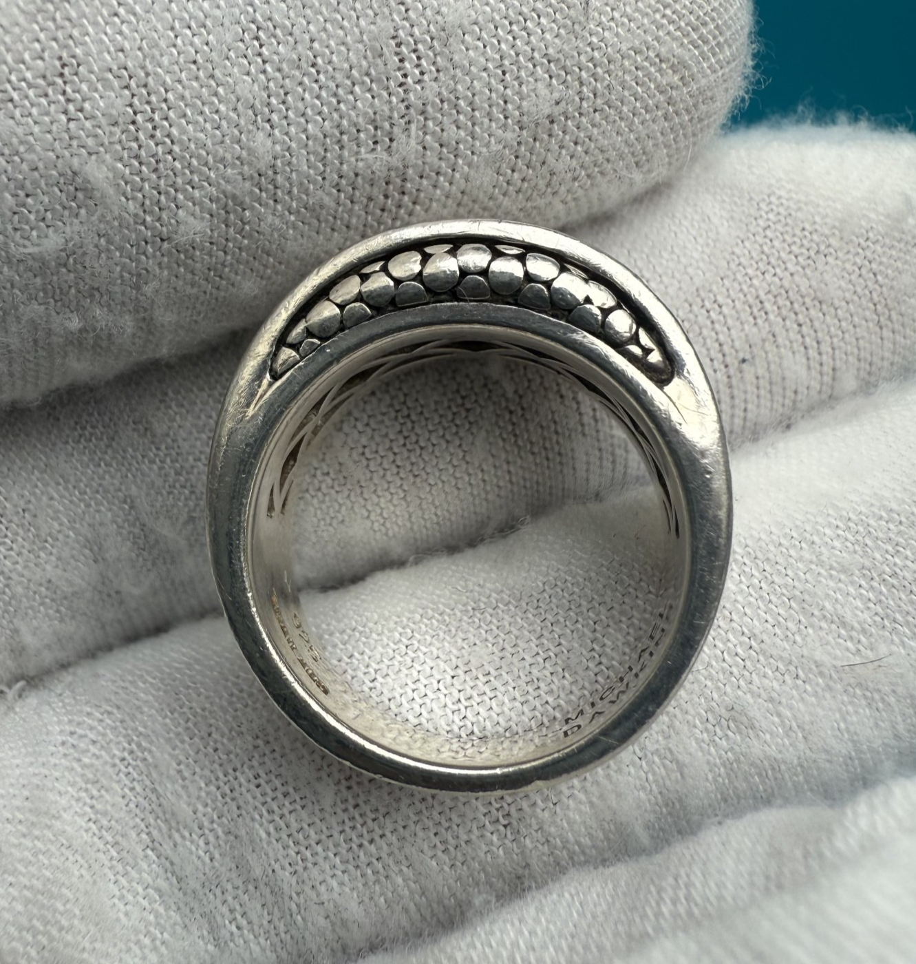 Awesome Michael Dawkins Sterling Silver & Diamond Checker Design Ring3