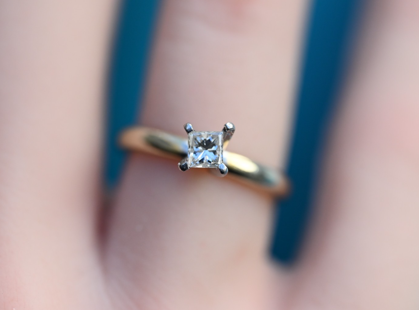 14K White Gold & Platinum  Princess Cut Diamond Solitaire Ring by Gordons3