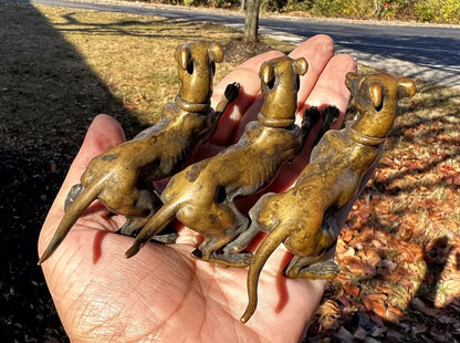 Amazing Antique Austrian Vienna Cold Painted Bronze Set of Three Greyhound Dogs10