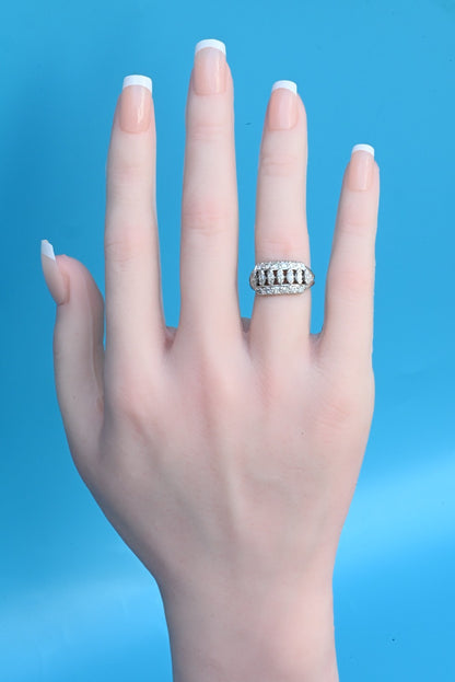 Gorgeous Marquise Cut & Round Brilliant Diamond Cocktail / Dinner Ring in 14K WG1
