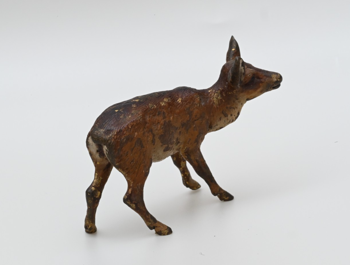 Life-Like Antique Austrian Vienna Cold Painted Bronze Figure of Brown Deer1