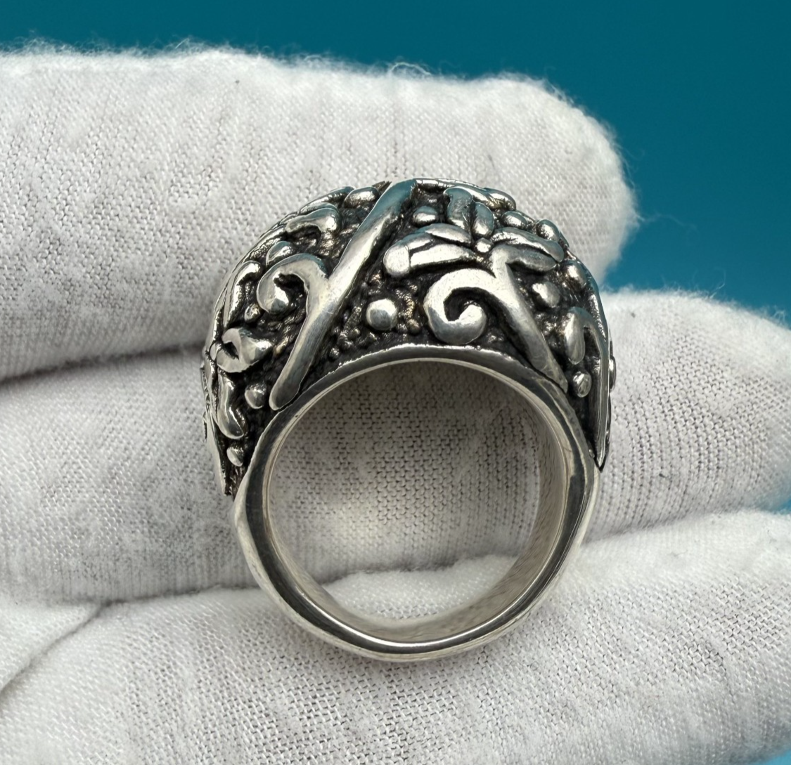 Stunning Vintage Designer Sterling Silver Ring with Floral Motif7