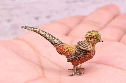 Gorgeous Antique Austrian Vienna Cold Painted Bronze Figure of Little Pheasant1