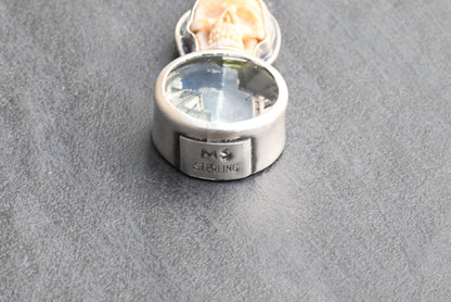 Awesome Signed Sterling Silver & Human Skull Design Southwest Jewelers Loupe2